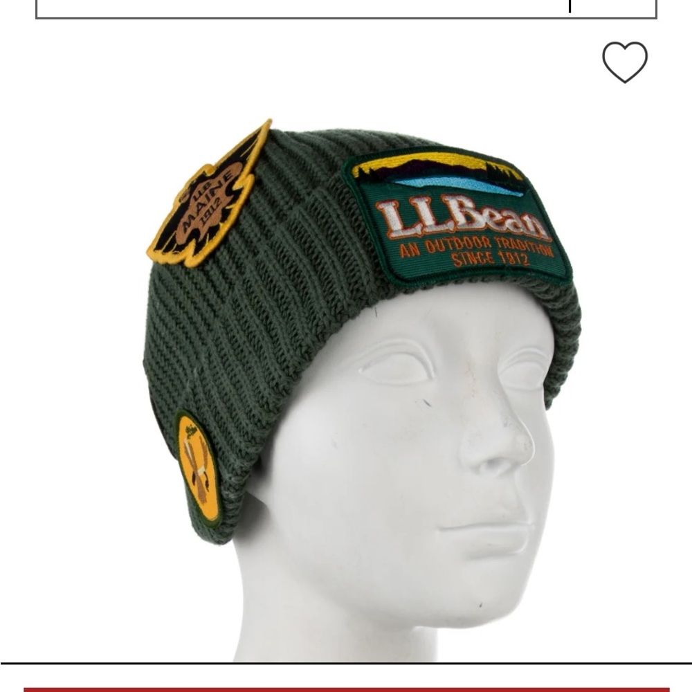 L.L. Bean Forest Green Patch Beanie